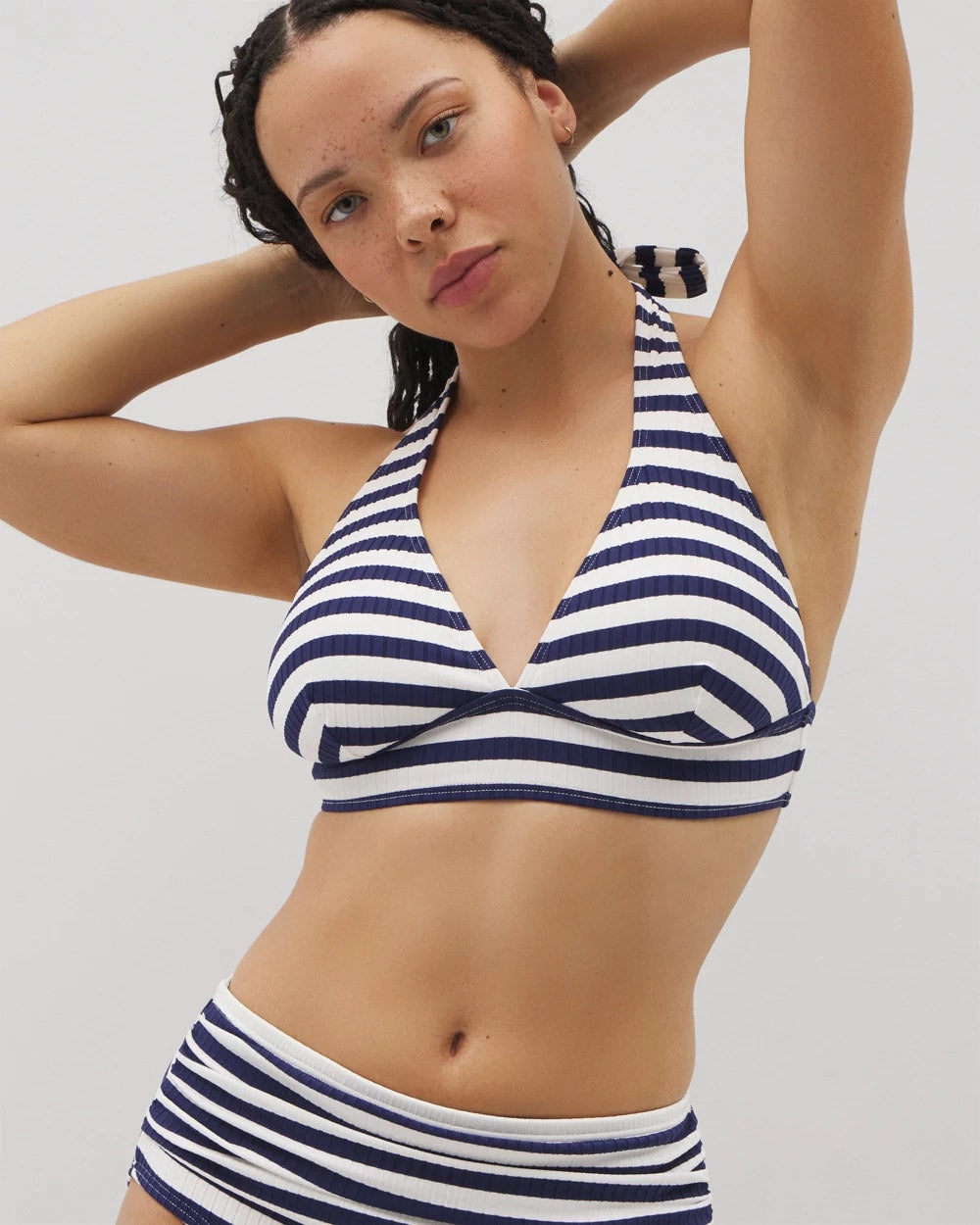 Soma Swim Shirred Halterkini Top - WIND DOWN STRIPE COCONUT | Soma outlet