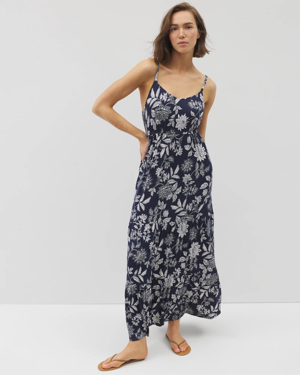 Rio Maxi Bra Dress - MEANDERING GARDEN A NAVY | Soma for sale