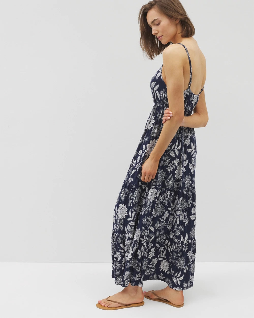 Rio Maxi Bra Dress - MEANDERING GARDEN A NAVY | Soma for sale
