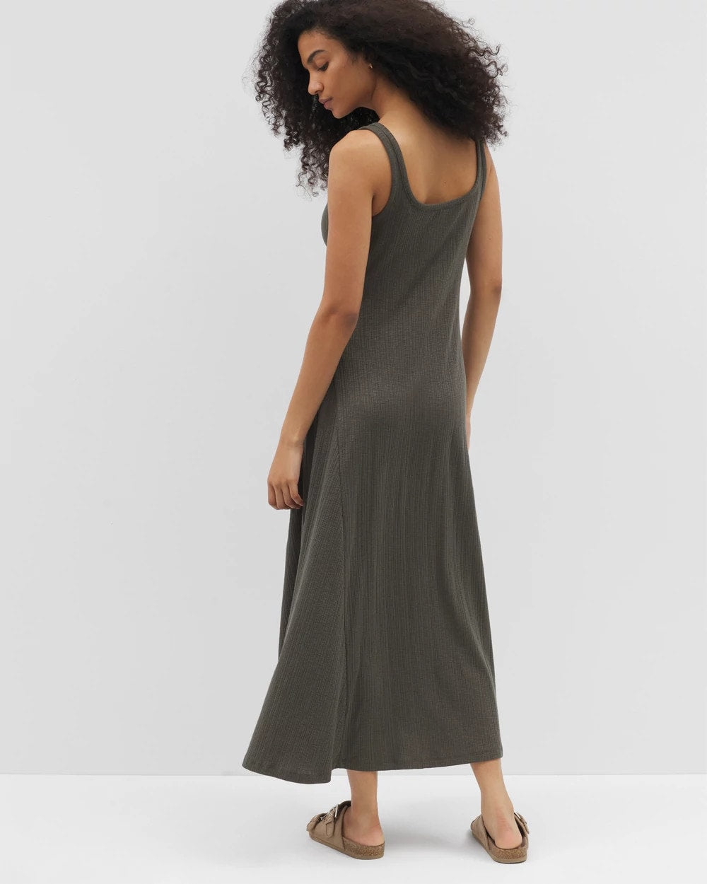 Rib Square Neck Lounge Dress - DARK GRAY OLIVE | Soma discount