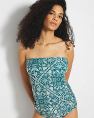 Bandeau Tankini Top - AMAZONIA TILE M DEEP TEAL | Soma on sale