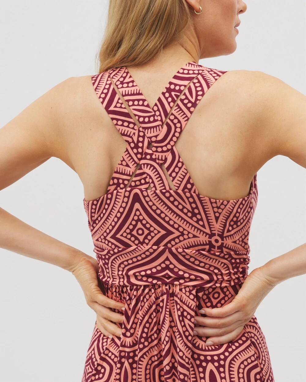 Isla Cross Back Maxi Bra Dress - GOA GEO GRAND VELVET PLUM | Soma discount