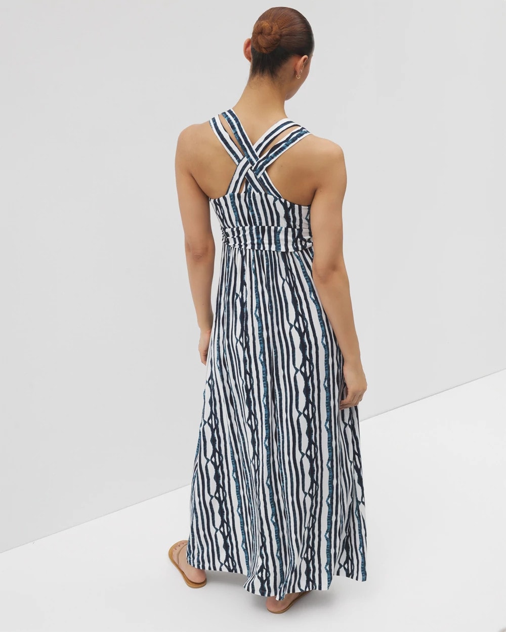 Isla Cross Back Maxi Bra Dress - WAVES STRIPE COCONUT | Soma Online