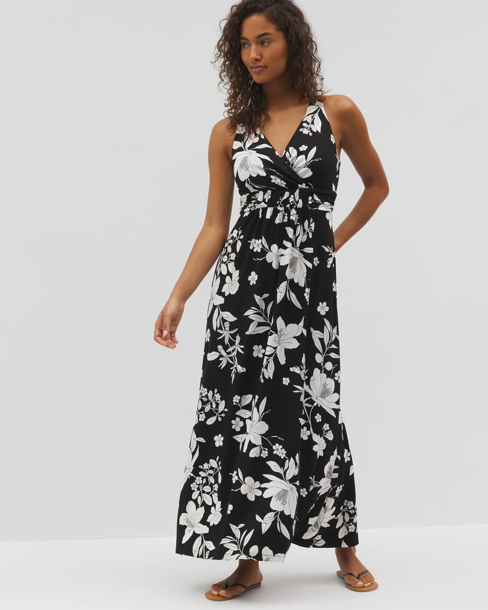 Isla Cross Back Maxi Bra Dress - PLUMERIA DREAM G BLACK | Soma outlet