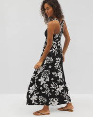 Isla Cross Back Maxi Bra Dress - PLUMERIA DREAM G BLACK | Soma outlet