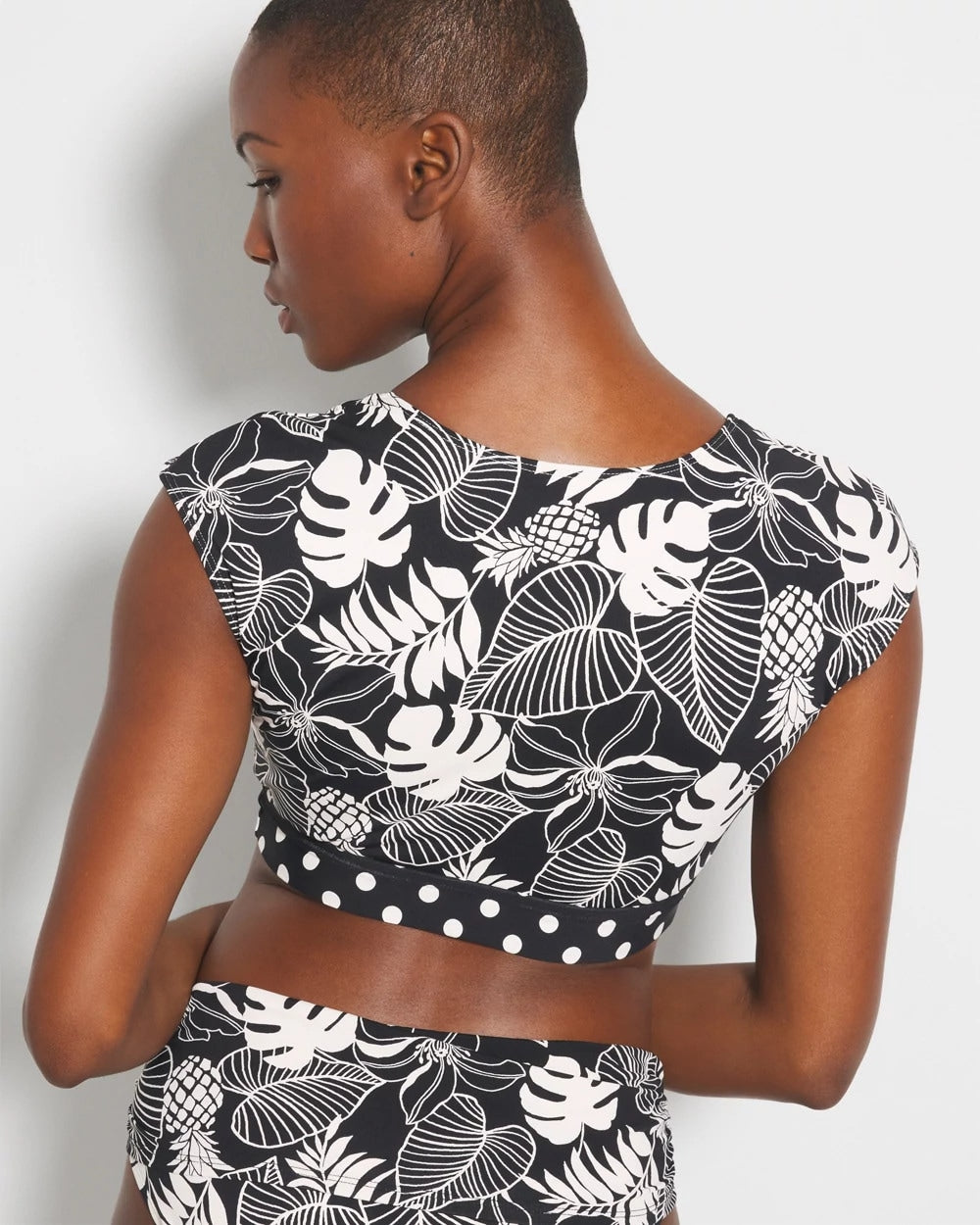 Double Trouble Cap-Sleeve Crop Top - BLACK | Soma on sale