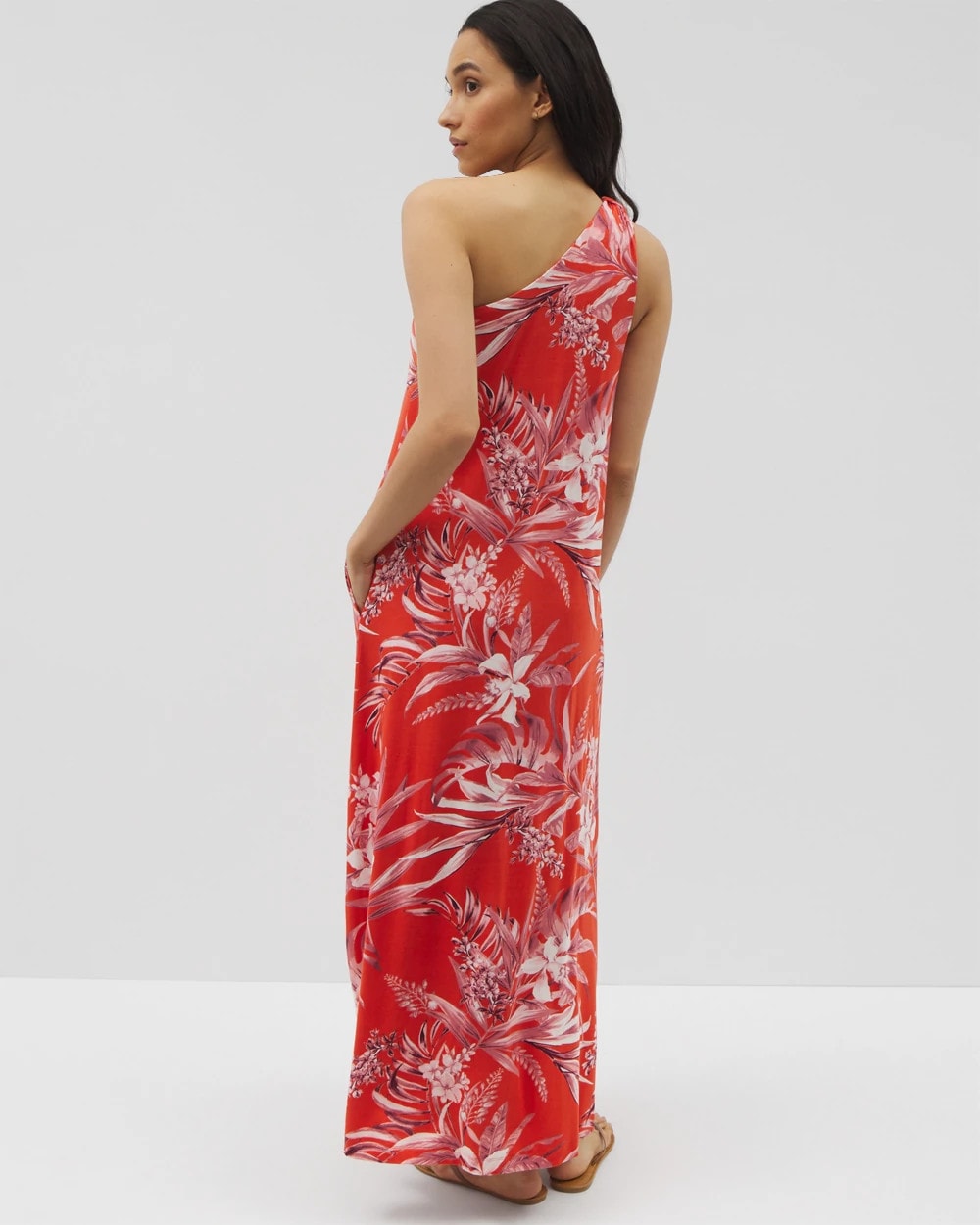 One-Shoulder Maxi Bra Dress - PALM PERFECT G GOJI BERRY | Soma discount