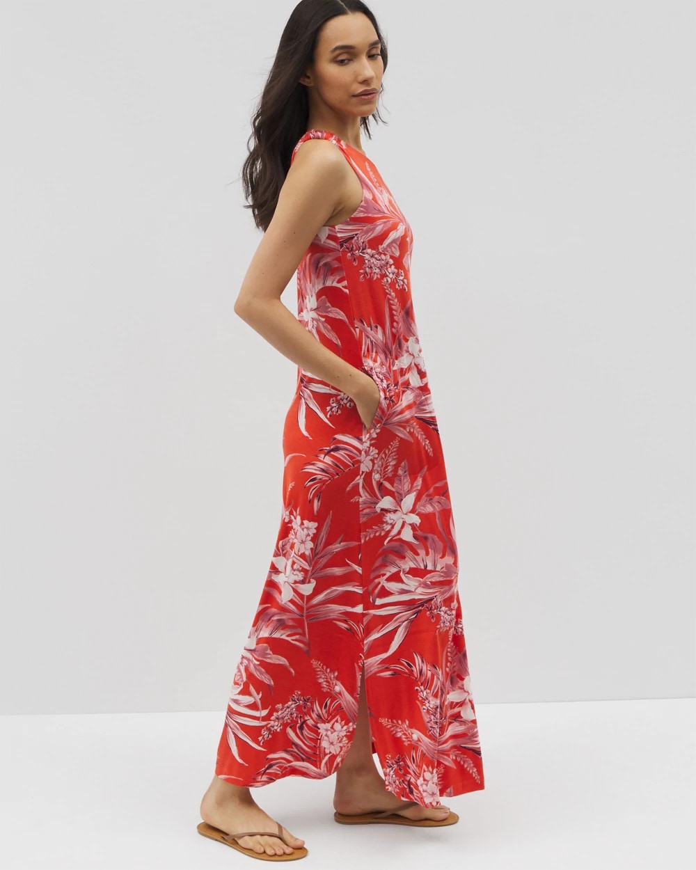 One-Shoulder Maxi Bra Dress - PALM PERFECT G GOJI BERRY | Soma discount