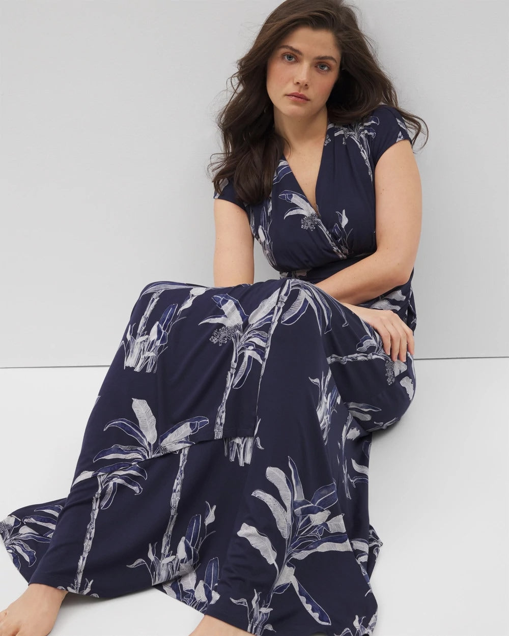 Serenity Maxi Bra Dress - PALM TOILE NIGHTFALL NAVY | Soma Online