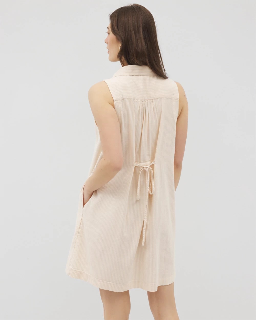 Beach Cotton Short Dress - PALE SAND STRIPE | Soma Online