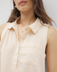 Beach Cotton Short Dress - PALE SAND STRIPE | Soma Online
