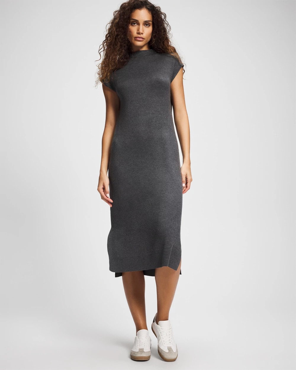 Premier Knit Sweater Funnel Neck Midi Dress - HEATHER QUARTZ | Soma near me