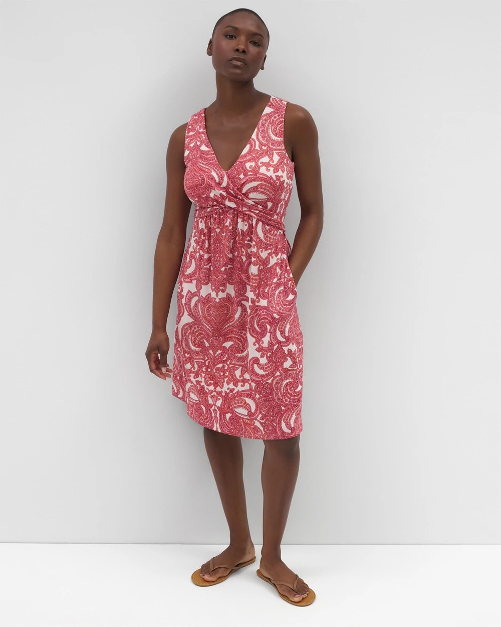 V-Neck Short Bra Dress - SHOW OFF PAISLEY PEACH | Soma Online