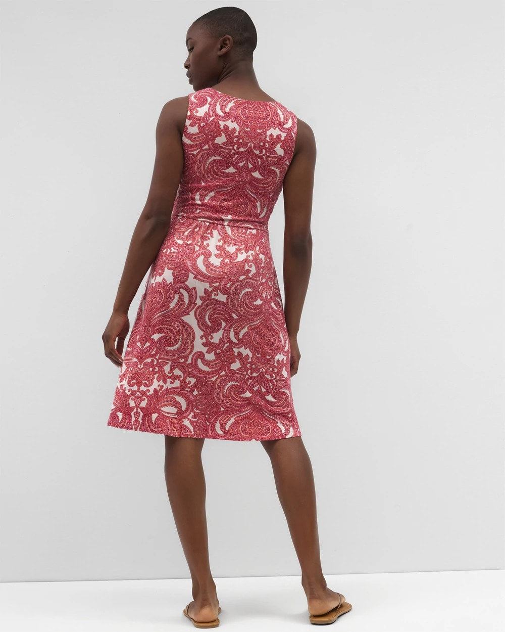 V-Neck Short Bra Dress - SHOW OFF PAISLEY PEACH | Soma Online