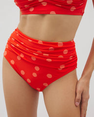Ruched High-Waist Bikini Bottom - MOVEMENT DOT MINI CORAL | Soma on sale