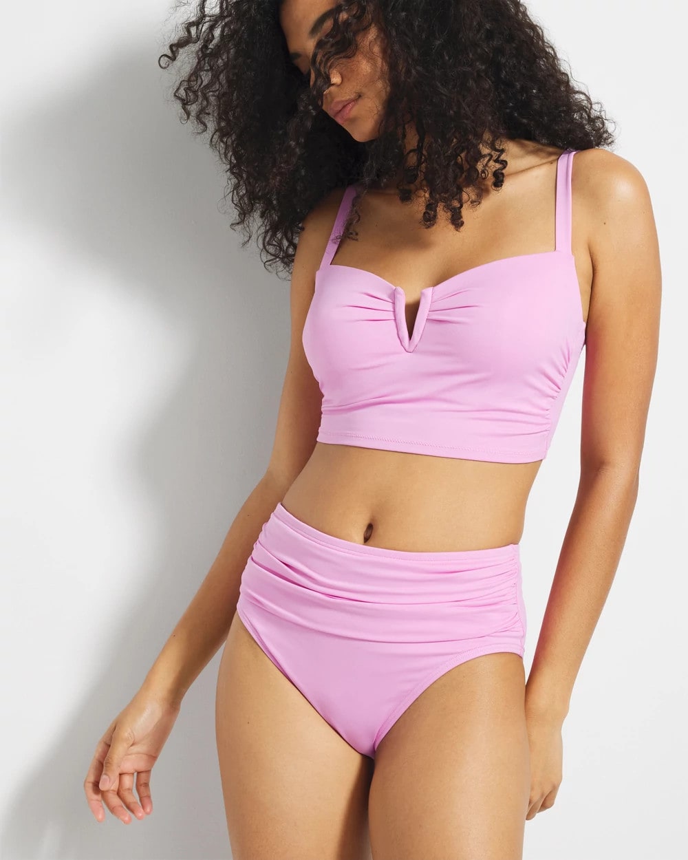 Ruched High-Waist Bikini Bottom - META MAUVE | Soma discount