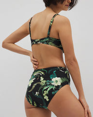 Ruched High-Waist Bikini Bottom - TROPICAL TWIST BLACK | Soma for sale