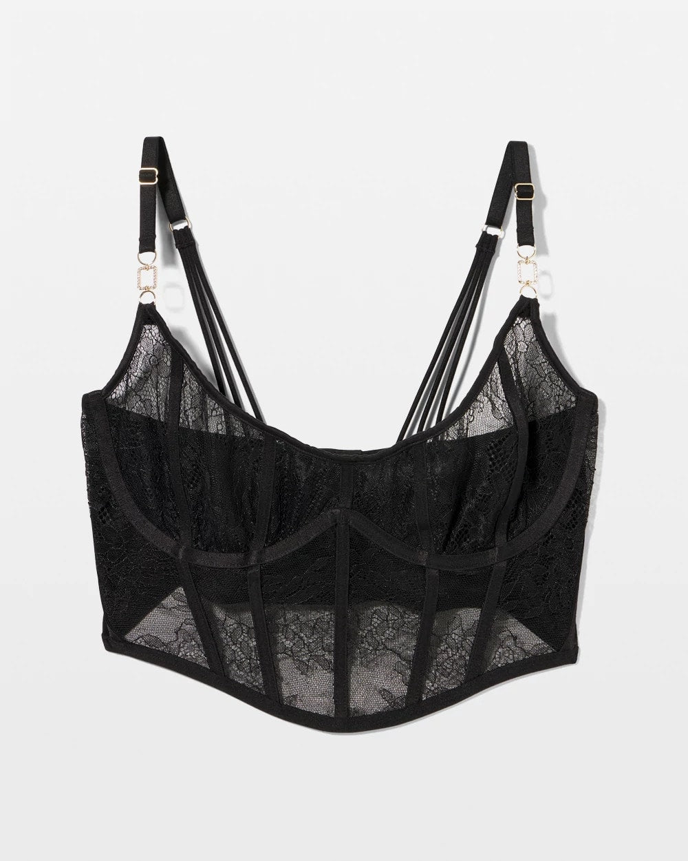 Sheer Glam Long Line Scoop Bralette - BLACK | Soma on sale