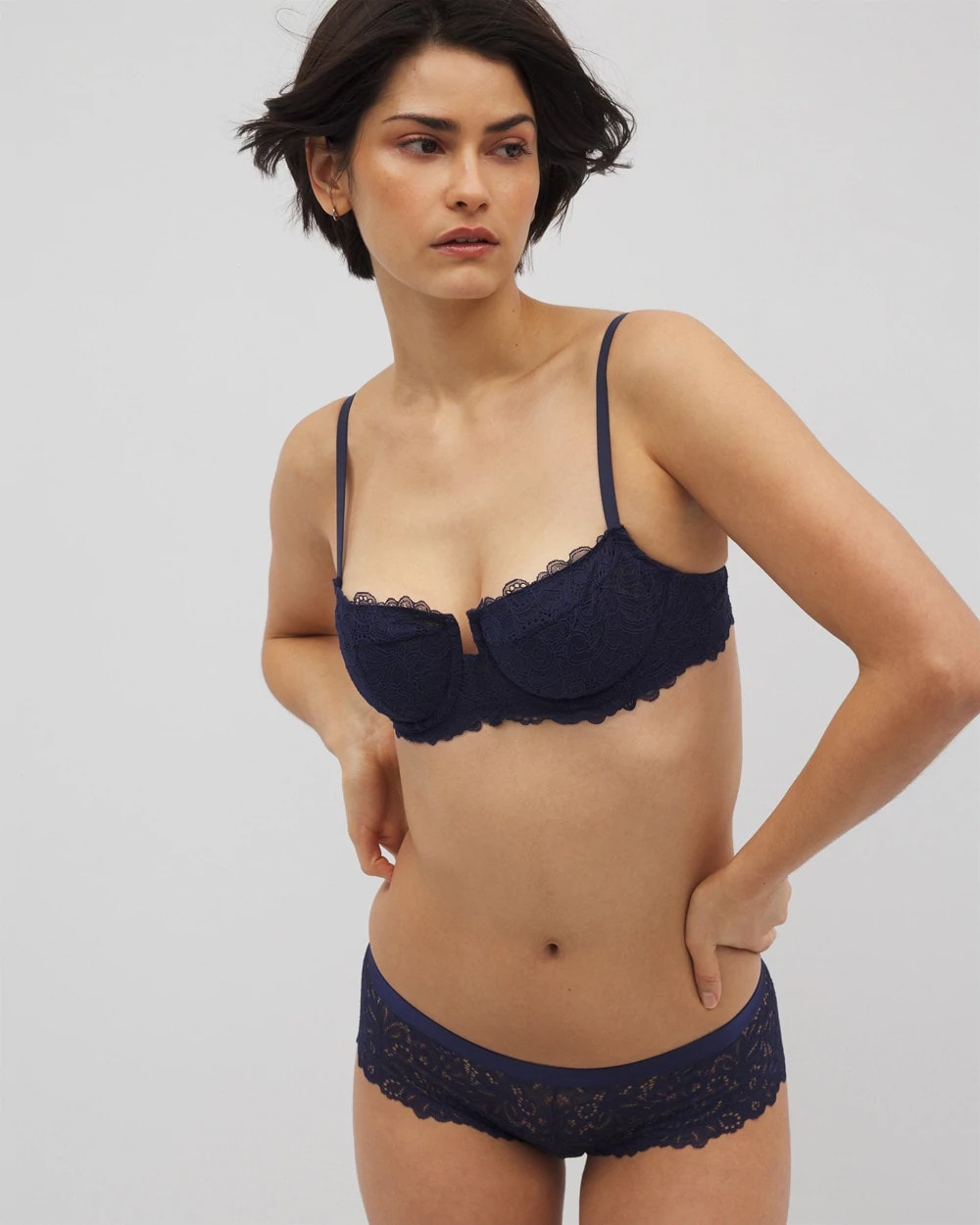 Soma Balconette Unlined Bra with Lace - NIGHTFALL NAVY | Soma Online