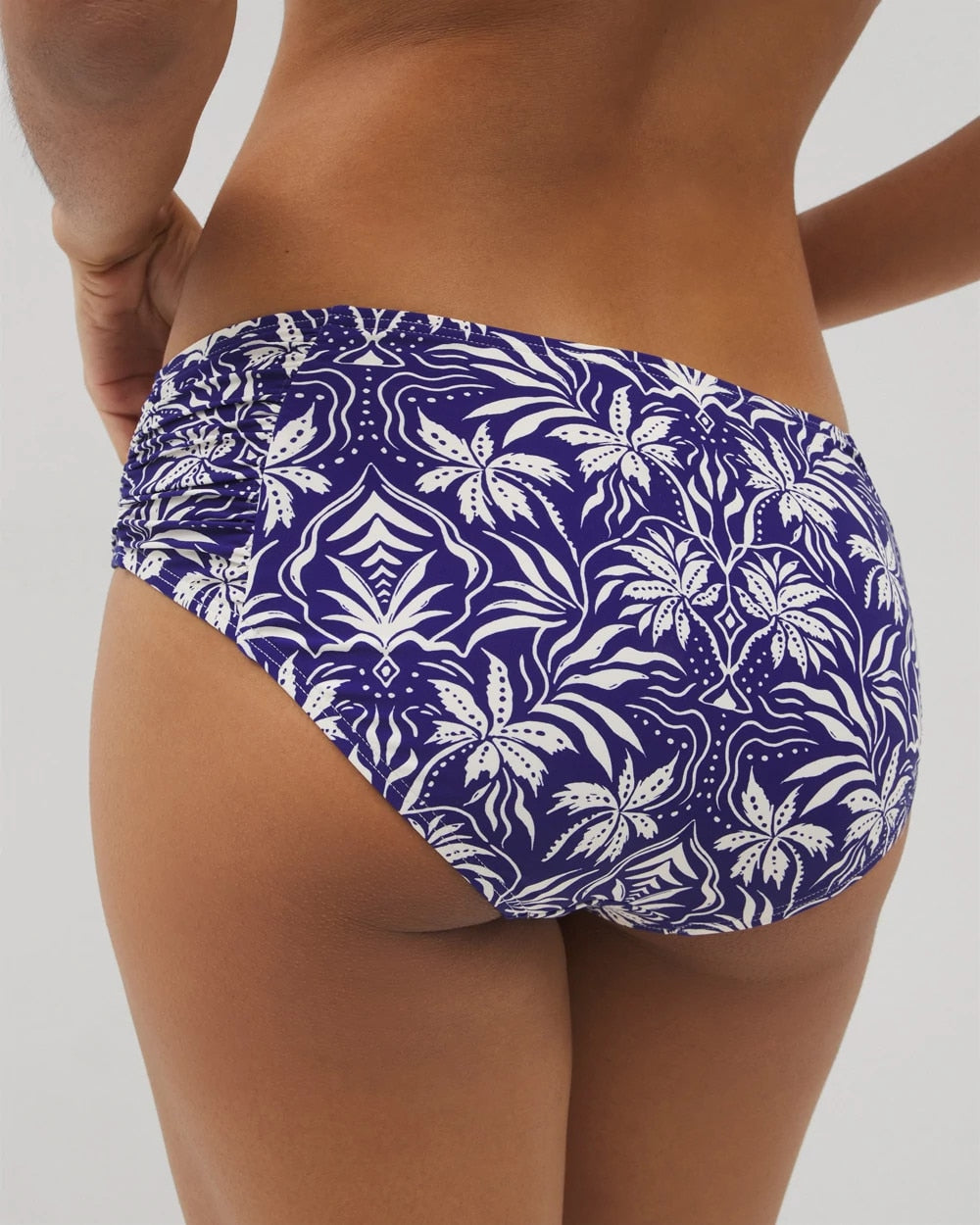 Ruched Side Bikini Bottom - TROPIC TILES TRUE BLUE | Soma Online