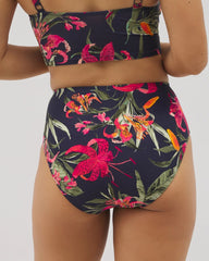 Soma Swim Ruched High-Waist Bikini Bottom - LE TIGRE TROPICAL NAVY | Soma sale
