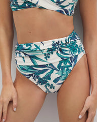 Ruched High-Waist Bikini Bottom - PALM PERFECT COCONUT | Soma outlet
