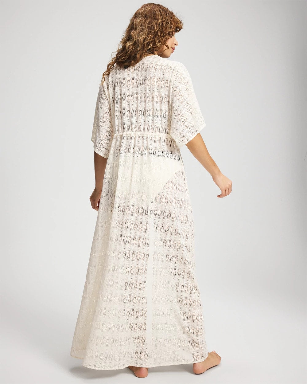 Sunkissed Crochet Open-Front Caftan - COCONUT WATER | Soma sale