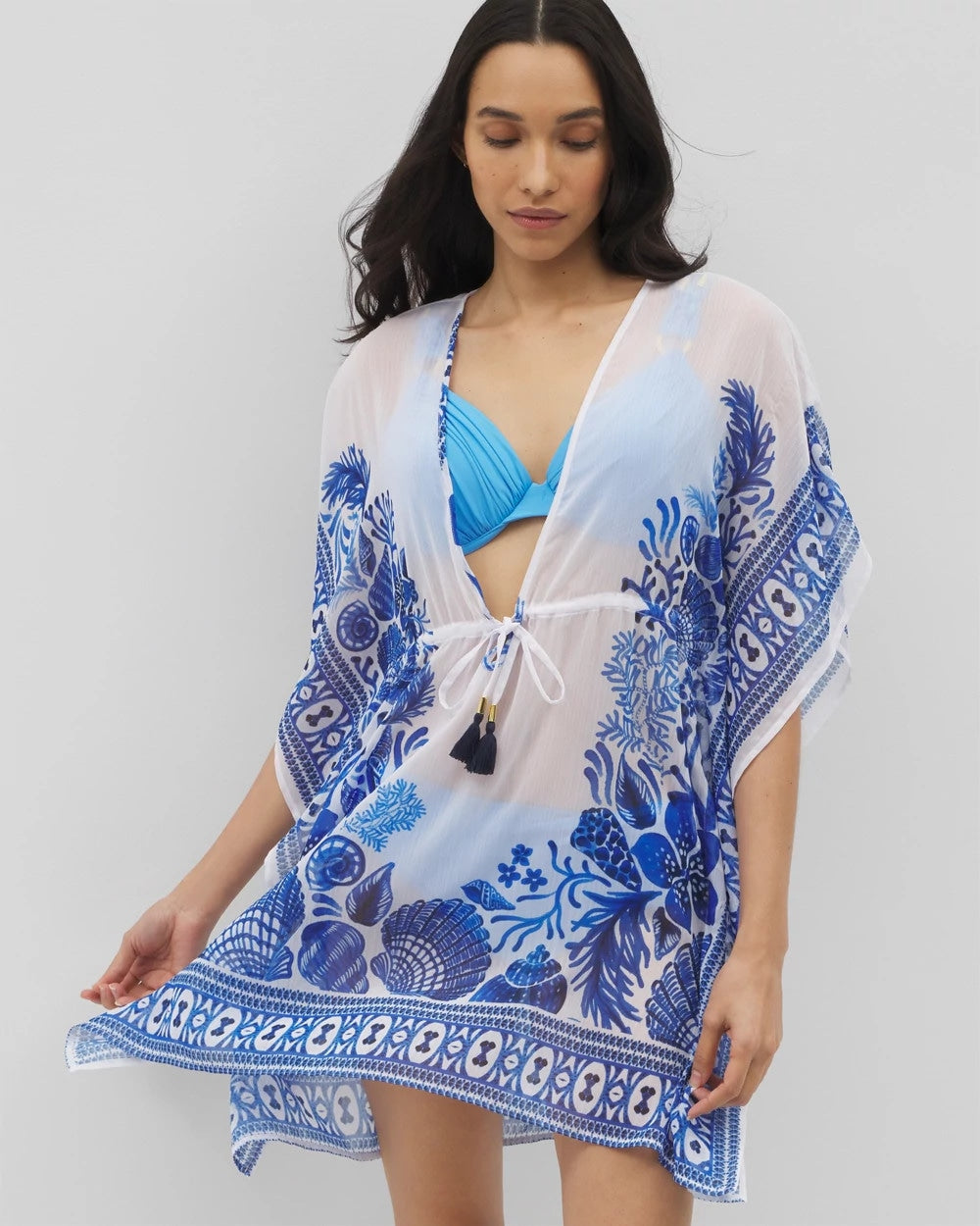 Beyond Control Sea Life Chiffon Caftan - WHITE MULTI | Soma for sale