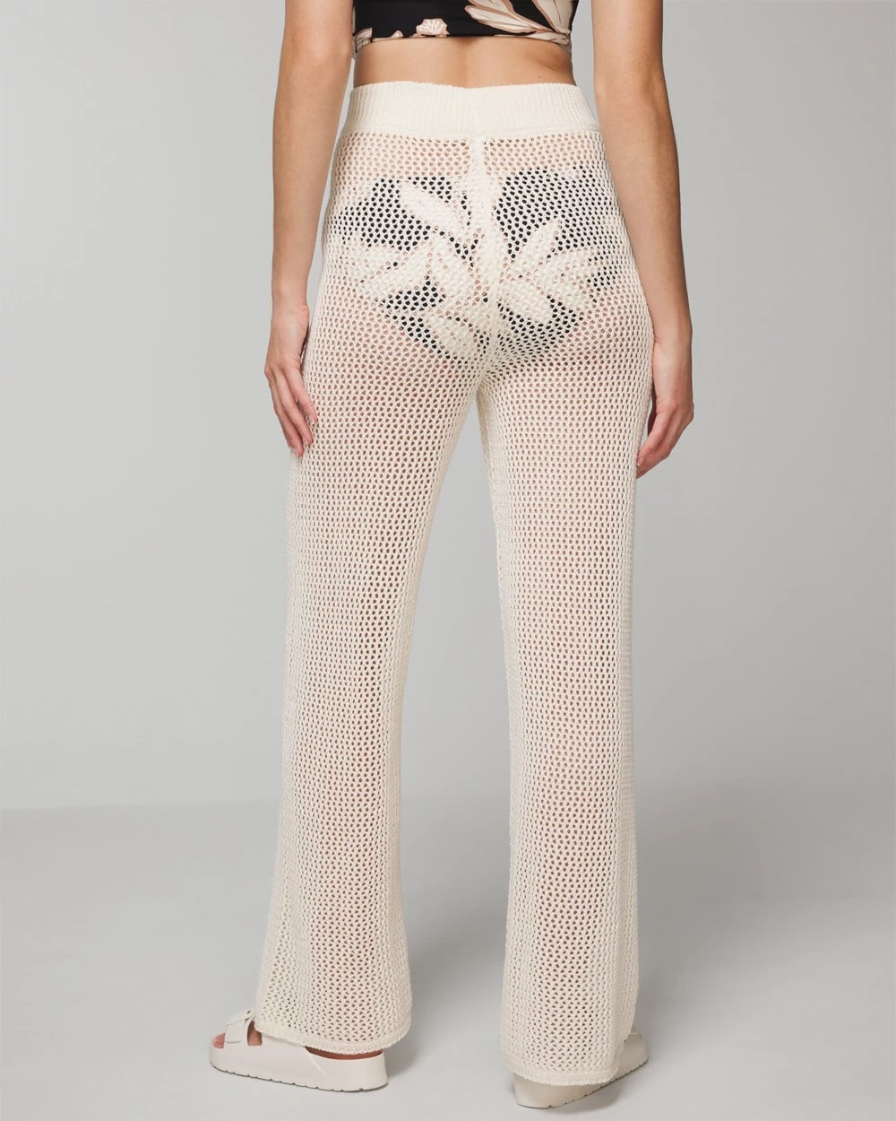 Cotton Crochet-Style Wide-Leg Pants - COCONUT | Soma outlet