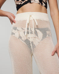 Cotton Crochet-Style Wide-Leg Pants - COCONUT | Soma outlet