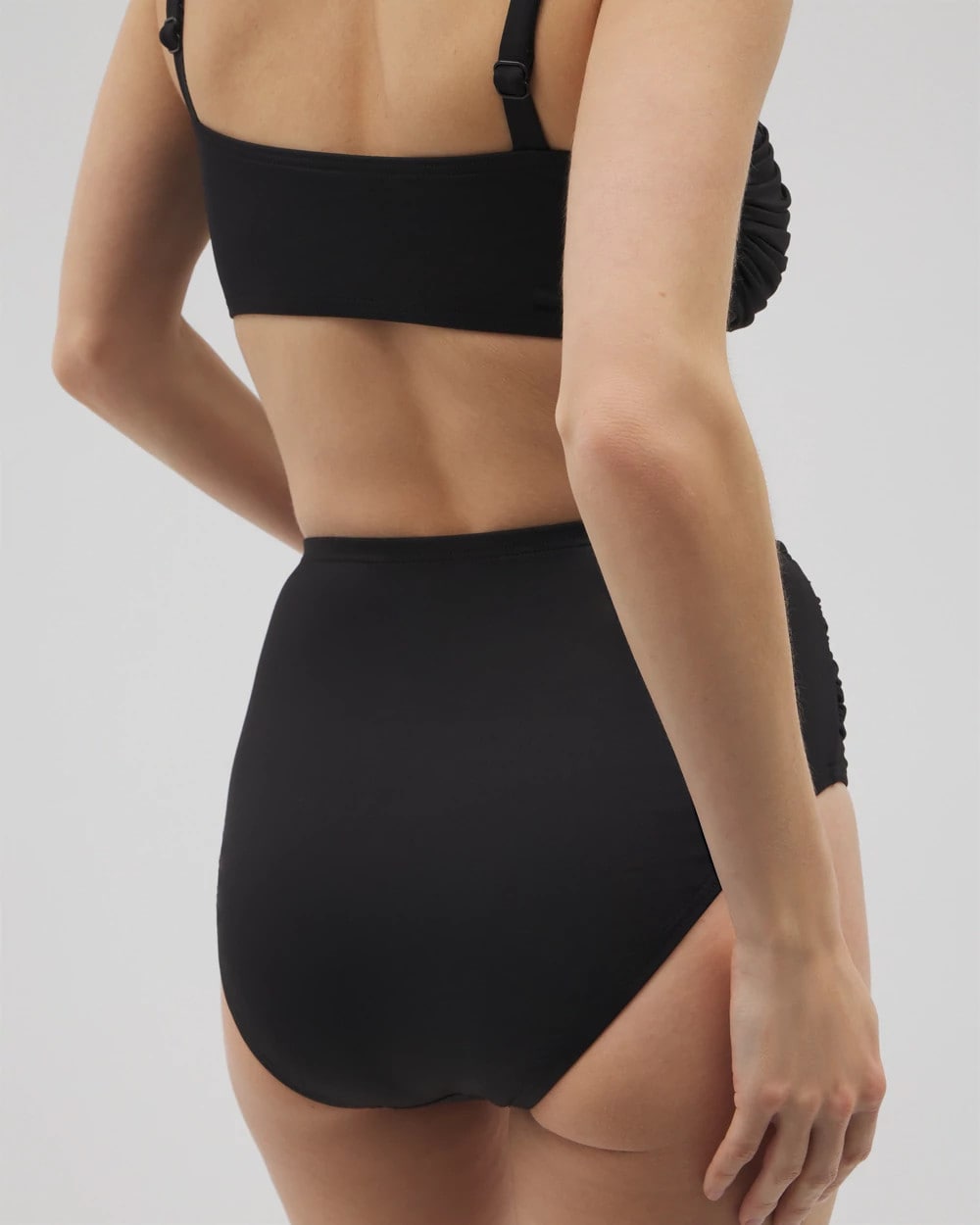 Ruched High-Waist Bikini Bottom - BLACK | Soma for sale