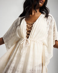 Sunkissed Crochet Chiffon Caftan - COCONUT WATER | Soma near me