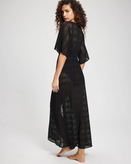 Sunkissed Crochet Open-Front Caftan - BLACK | Soma on sale