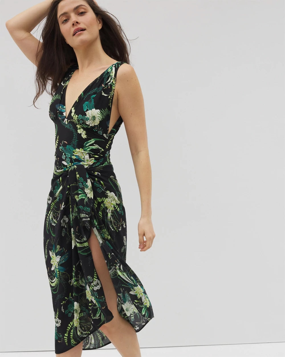 Rayon Crepe Pareo - TROPICAL TWIST BLACK | Soma for sale