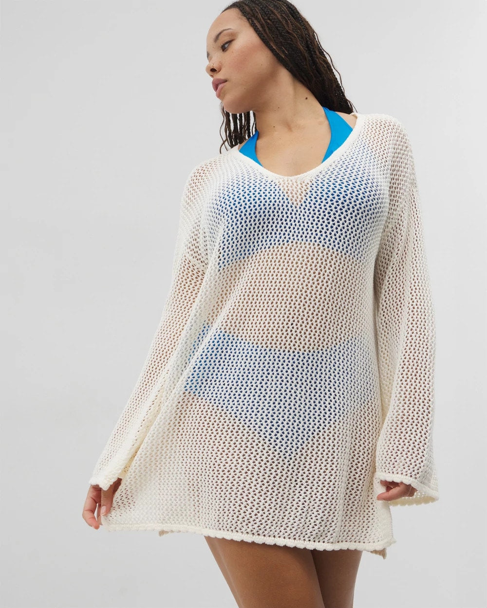 Cotton Crochet-Style Shift Cover-Up - COCONUT | Soma Online