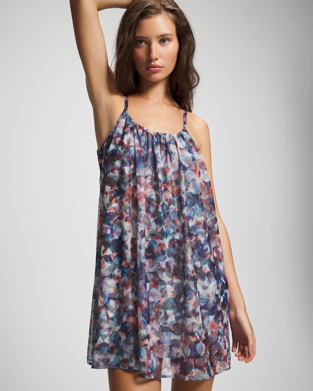 Mesh Ruched Chemise - PETAL MOSAIC PETROL | Soma sale